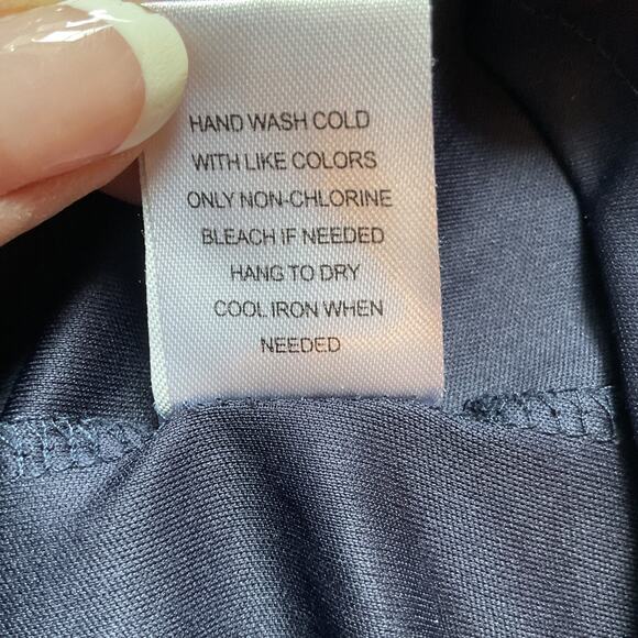 Dr2 Navy Floral Elastic/Draw String Waist 3/4 Sleeve Dress W/Pockets M - Picture 7 of 8